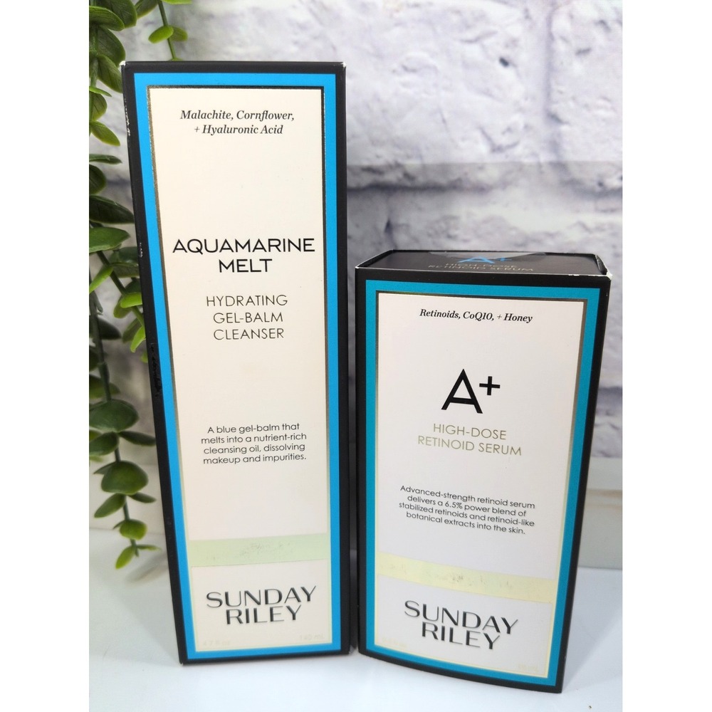 NIB LOT 2💙Sunday Riley A+ High-Dose Retinoid Serum Aquamarine Melt Gel Cleanser